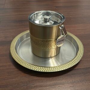 Gold and Silver Ice Bucket with Tray